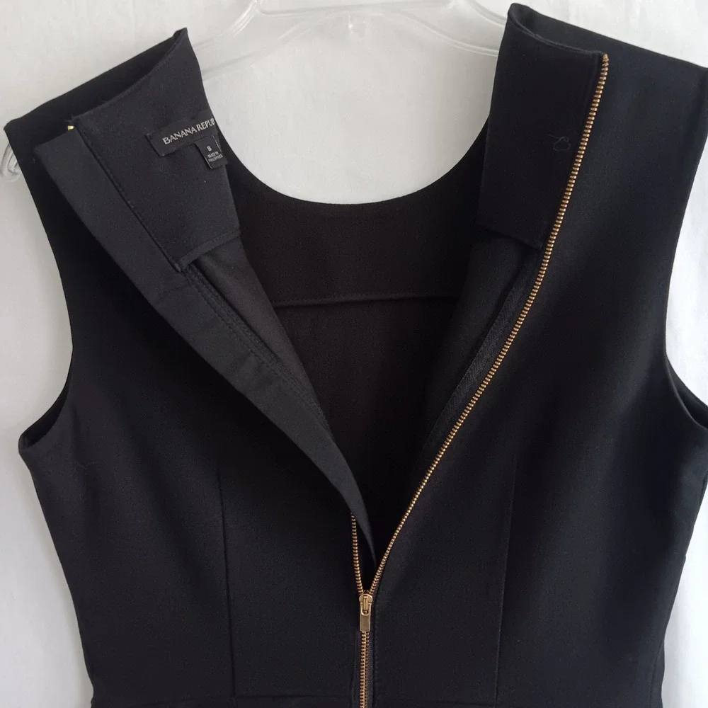 Banana Republic Envelope Dress Womens 8 Black Excellent Sleeveless Sheath 506673